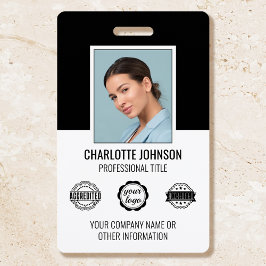 Aangepast modern werknemersfoto bedrijfslogo zwart badge