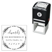 Aangepast Modern Wreath Script Wreath Retouradres Zelfinktende Stempel (In situ)