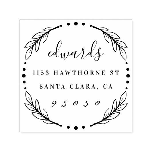 Aangepast Modern Wreath Script Wreath Retouradres Zelfinktende Stempel (Design)