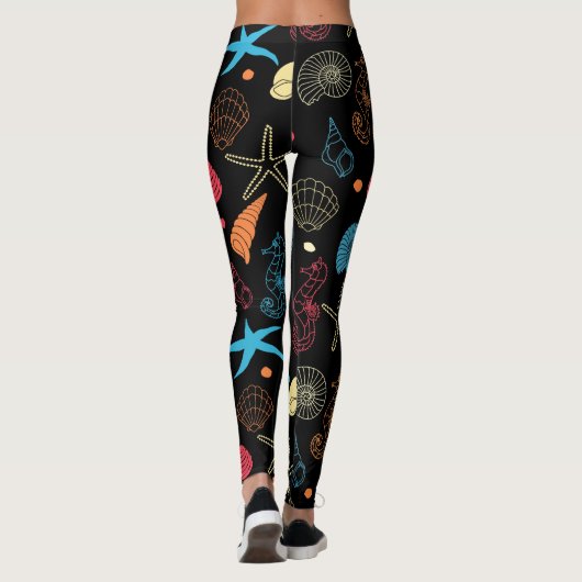 Aangepast modern zeepaardpatroon, zeepuizen en sch leggings (Achterkant)