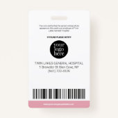 Aangepast modern ziekenhuis Foto ID Roze Badge (Achterkant)