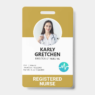 Aangepast modern ziekenhuis — gele foto-ID Badge