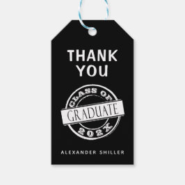 Aangepast modern zwart Afstuderen Bedankt Cadeaulabel
