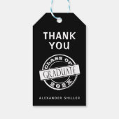 Aangepast modern zwart Afstuderen Bedankt Cadeaulabel (Achterkant)