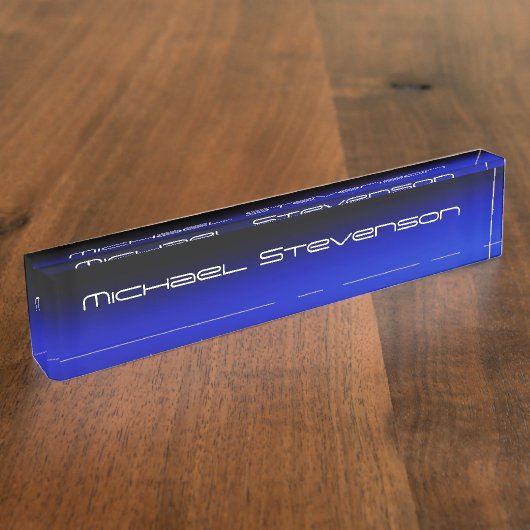 Aangepast modern zwart blauw naambord (Zijkant)