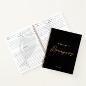 Aangepast modern zwart goud minimalistisch script  notitieboek (Binnen)