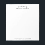 Aangepast modern zwart script op bureau notitieblok<br><div class="desc">Aangepast modern zwart script vanaf het Notitieblok Contactgegevens op kantoor</div>