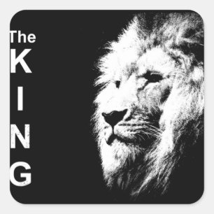 Aangepast modern zwart-wit Pop Art Lion Head Vierkante Sticker