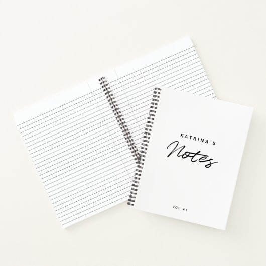Aangepast modern zwart-witscript notitieboek (Binnen)