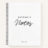 Aangepast modern zwart-witscript notitieboek (Voorkant)