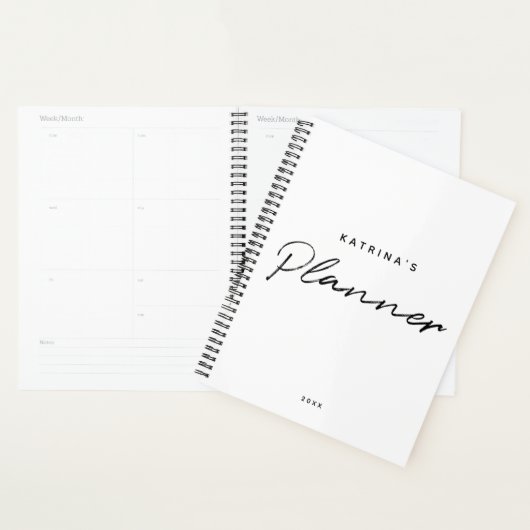 Aangepast modern zwart-witscript planner (Display)