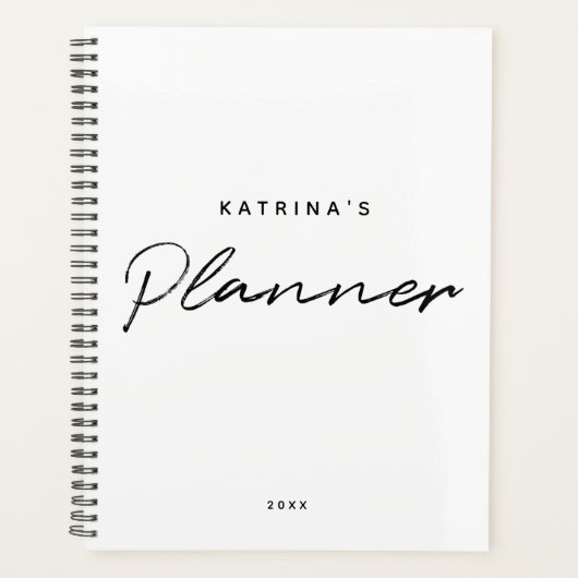 Aangepast modern zwart-witscript planner (Voorkant)