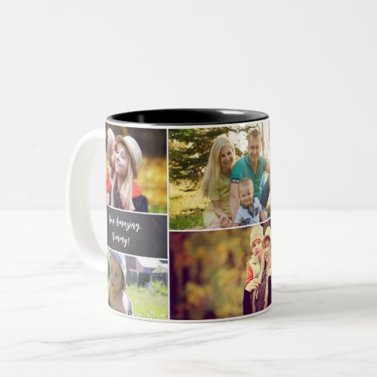 Aangepast Moederdag fotocollage-alkbord Tweekleurige Koffiemok (Voorkant links)