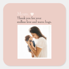 Aangepast Moederdag Schort met Foto & Hart Vierkante Sticker