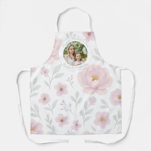 Aangepast Moederdag Schort met pastelbloemen (Voorkant)