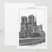 Aangepast monochroom Paris Reizen Notre Dame Brief Kaart (Voorkant / Achterkant)