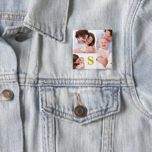 Aangepast monogram 4 Fotocollage Button (In situ)