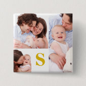 Aangepast monogram 4 Fotocollage Button (Voorkant)