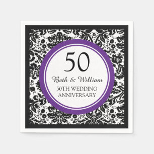 Aangepast monogram 50e Jubileum Napkin Paars Servetten