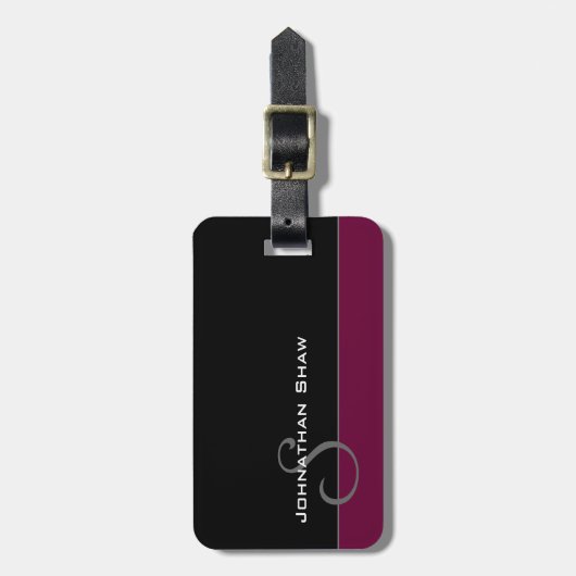 Aangepast monogram 5 (Bourgogne) Bagagelabel (Voorkant verticaal)