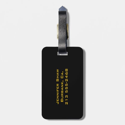 Aangepast monogram 5 (goud) bagagelabel (Achterkant verticaal)