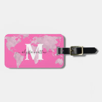 Aangepast monogram aangepast warm roze Wereldkaart