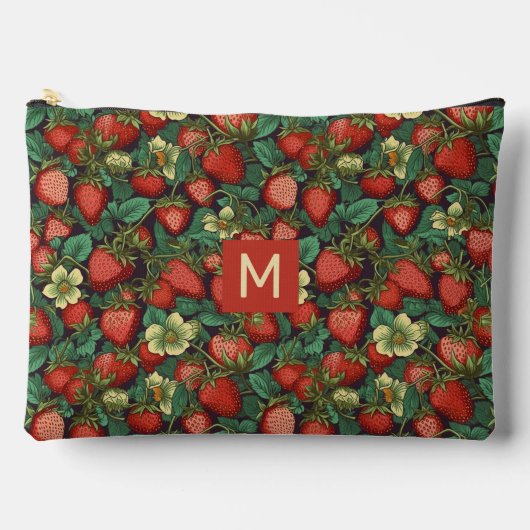 Aangepast monogram aardbeien patroon etui (Voorkant)