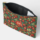 Aangepast monogram aardbeien patroon etui (Open)