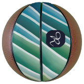 Aangepast Monogram Abstract Blauw Groen Basketbal (Verticaal)