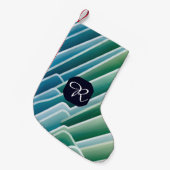 Aangepast Monogram Abstract Blauw Groen Kleine Kerstsok (Voorkant (Hangend))