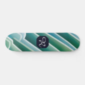 Aangepast Monogram Abstract Blauw Groen Skateboard (Horizontaal)