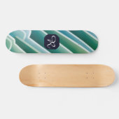 Aangepast Monogram Abstract Blauw Groen Skateboard (Horizontaal)