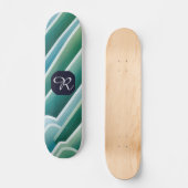 Aangepast Monogram Abstract Blauw Groen Skateboard (Voorkant)