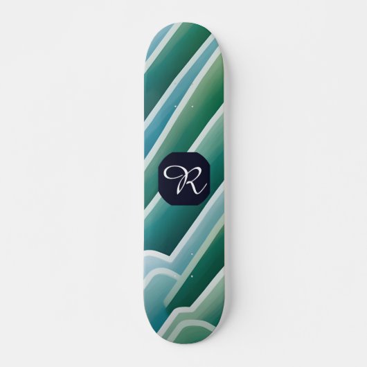Aangepast Monogram Abstract Blauw Groen Skateboard (Voorkant)