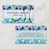 Aangepast monogram abstract mozaïekpatroon #19 visitekaartje (Voorkant / Achterkant)