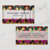 Aangepast monogram abstract mozaïekpatroon #20 visitekaartje (Voorkant / Achterkant)