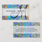 Aangepast monogram abstract mozaïekpatroon visitekaartje (Voorkant / Achterkant)