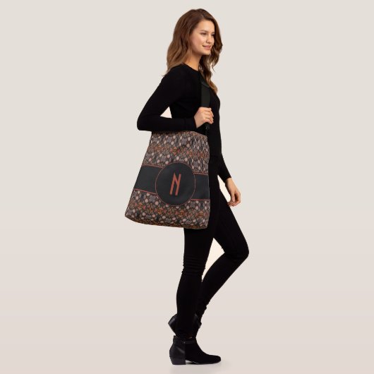 Aangepast monogram abstract patroon crossbody tas (Op model)