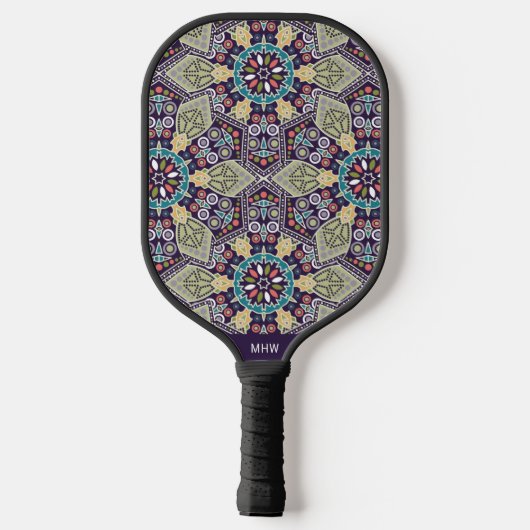 Aangepast monogram abstract Patroon Pickleball Paddle (Achterkant)