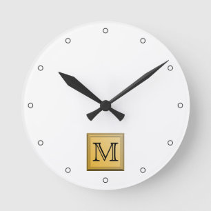 Aangepast monogram Afbeelding, niet-metalen gouden Ronde Klok