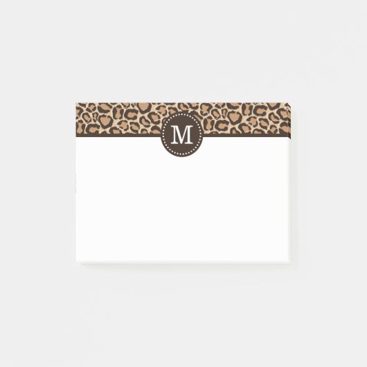 Aangepast monogram afdrukken in bruin en luipaard post-it® notes (Voorkant)