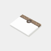 Aangepast monogram afdrukken in bruin en luipaard post-it® notes (Schuin)