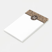 Aangepast monogram afdrukken in bruin en luipaard post-it® notes (Schuin)