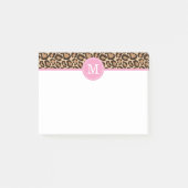 Aangepast monogram afdrukken op luipaard en roze post-it® notes (Voorkant)