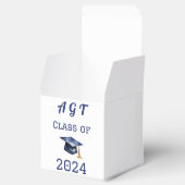 Aangepast Monogram & Afstuderen Jaar Blauw en Wit Bedankdoosjes (Geopend)