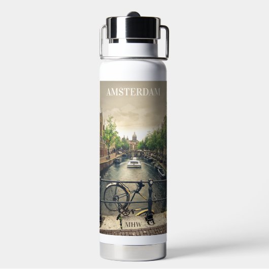 Aangepast monogram Amsterdam Waterfles (Achterkant)