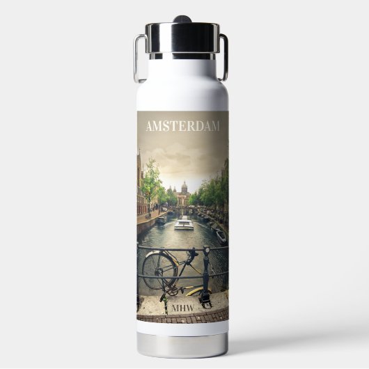 Aangepast monogram Amsterdam Waterfles (Voorkant)