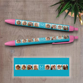 Aangepast monogram Aqua Blue Photo Collage Zwarte Inkt Pen