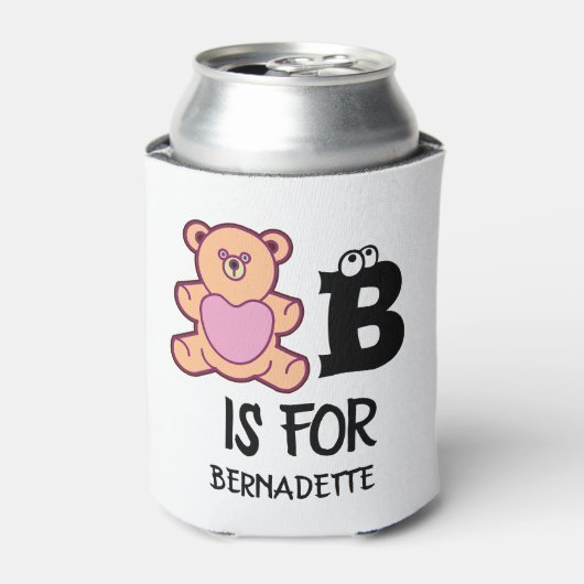 Aangepast monogram B is voor beer grappig schattig Blikjeskoeler (Blikje Voorkant)