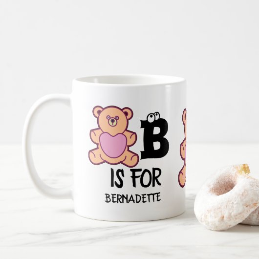 Aangepast monogram B is voor beer grappig schattig Koffiemok (Met donut)